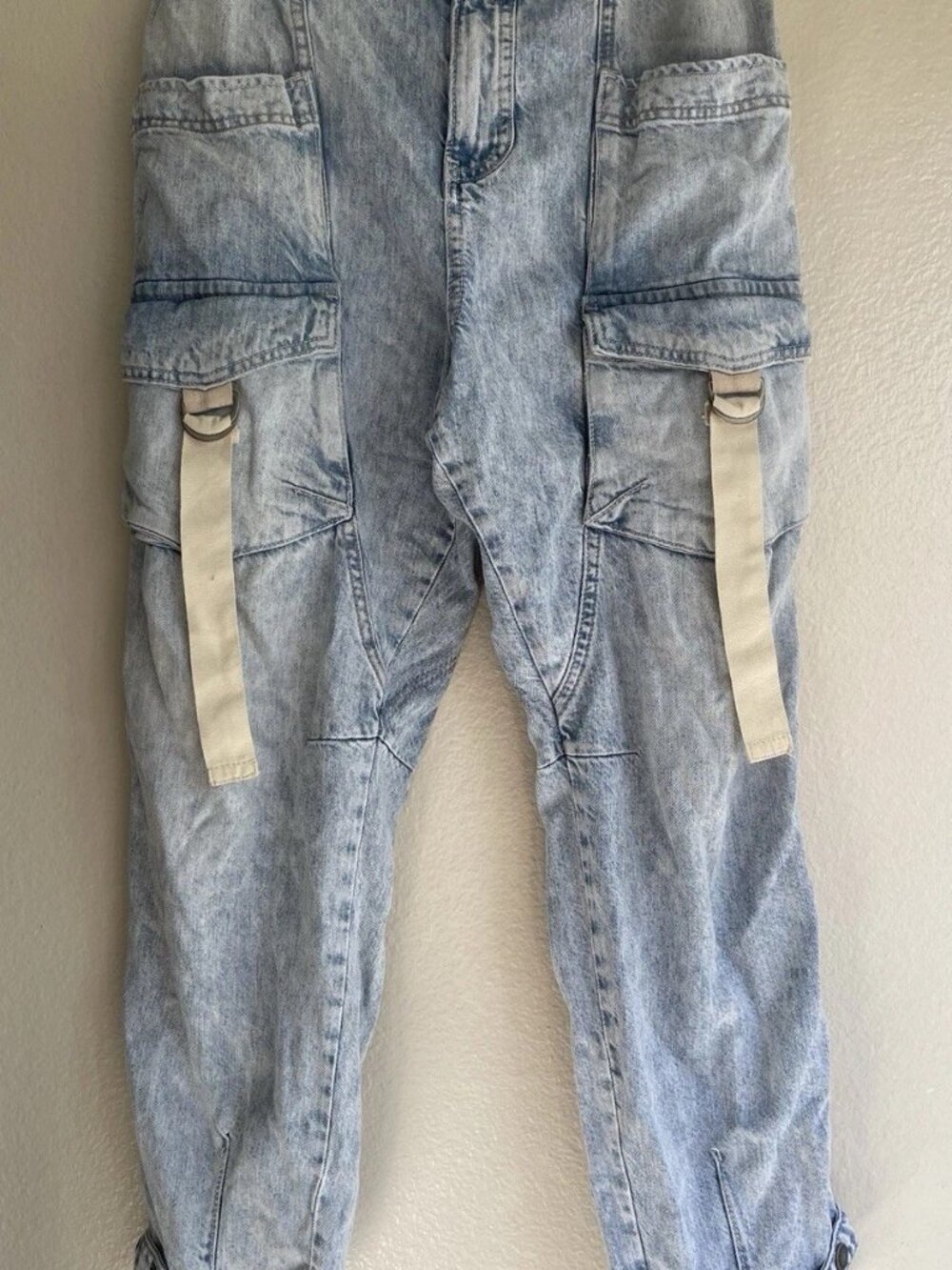 We The Free Hazel Pull On Drop Waist Harem Cargo Pocket Jeans Sz Small